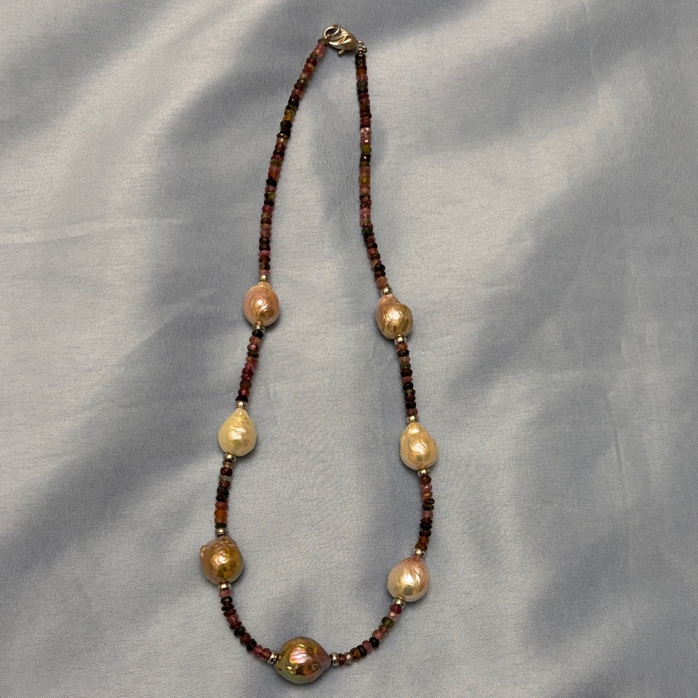 Honora Ming  Pearl Tourmaline Necklace Sterling Silver 20 inch Classic